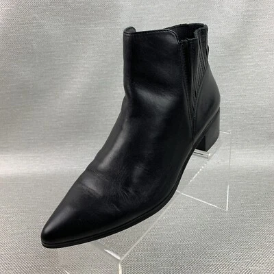 Botines halógenos de cuero negro punta puntiaguda tacón bloque talla 8,5 M Foto 1 de 4