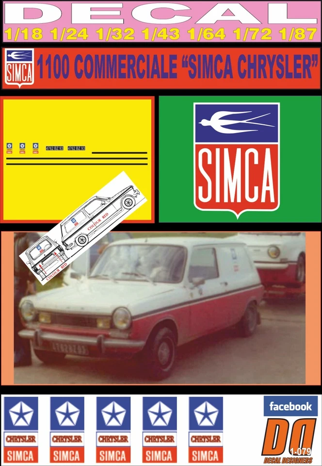 DECAL SIMCA 1100 COMMERCIALE “SIMCA CHRYSLER” (06) - Image 1 of 1