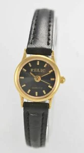 Relic Donna Acciaio Inox Argento Oro Nero Pelle Quarzo Batteria Orologio - Foto 1 di 3