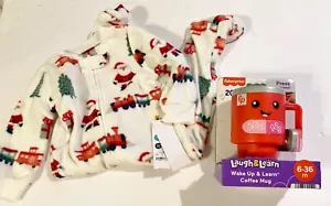 Carter's Just 1 You 9M Santa Footed PJ 2-Way Zip + 6M-36M F P Laugh & Learn Mug - Picture 1 of 13