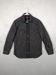 Isaia Napoli Overshirt Flannel Men's Small Gray 100% Wool Diamond Geometric - Picture 1 of 13