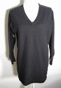 Sandro Women's Size 2 Medium Black Wool Long Sweater w/ Zipper Detail on Sleeves - Picture 1 of 7