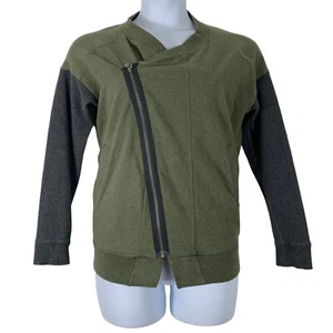 Lululemon Size 4 Sweatshirt Mula Bundle Wrap Heathered Green Asymmetrical Zip Up - Picture 1 of 6