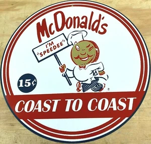Nostalgic McDonalds Speedee Hamburgers 15¢  Aluminum Metal Sign 12" - Picture 1 of 1