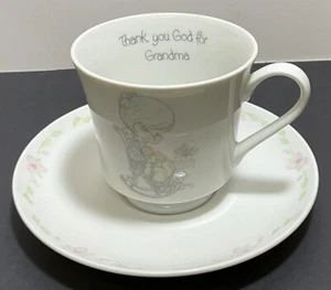 Vintage 1984 Precious Moments Thank You God For Grandma Tasse und Untertasse Enesco - Bild 1 von 5