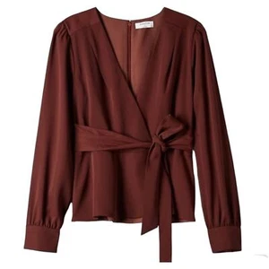 Aritzia Babaton boho nightout Bello Blouse Burgundy Women's Size L NWT - Picture 1 of 10