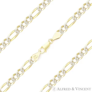 4 mm Figaro Pave Eslabón Cadena Tobillo Enchapado en Oro Amarillo 14k Plata Esterlina 0,925 - Imagen 1 de 2