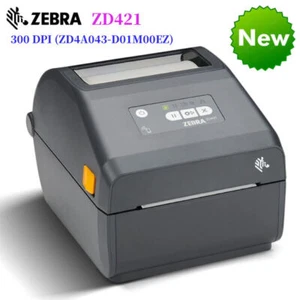 Zebra ZD421 Direct Thermal Desktop Printer 300DPI ZD4AC43-309M00EZ W/USB Cable - Picture 1 of 5