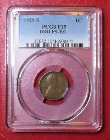 1925-S PCGS F15 Lincoln cent Doubled Die Obverse FS-101 - Tough Variety!! Cover