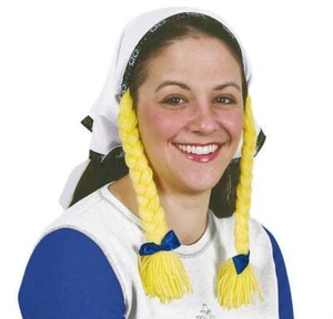 Oktoberfest Cloth Headscarf with Yarn Braids German Girl Fraulein Tavern Wench - Picture 1 of 1