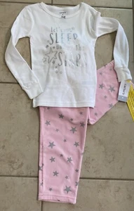 Little Girl Carter’s SZ 4 Pink & White “Let’s Sleep Under The Stars” Pajamas NWT - Picture 1 of 1