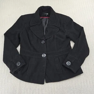 East 5th Pea Coat Women's Medium Black Button Wool Blend Jacket - Picture 1 of 11