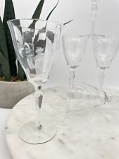 Art Deco 1930s Floral Etched Crystal Optic Wine Glasses Set Of 5