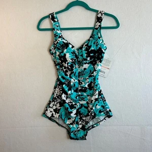 Maxine of Hollywood Women's Ruched Front Floral One Piece Swimsuit Size 10 - Picture 1 of 11