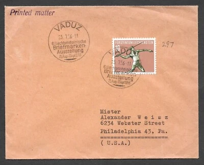 Liechtenstein Stamp Seal Cover FDC Briefmarken 1956 Switzerland to Philadelphia - Image 1 of 2