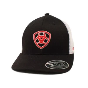 ARIAT Men's Black Flex Fit 110 Baseball Cap Red Logo - Picture 1 of 1
