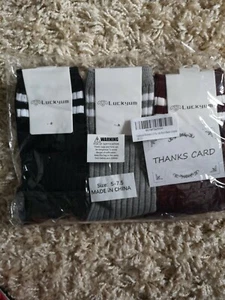 Luckyum Damen Socken 3 Paar Socken verschiedene Farben (rot+schwarz+grau) Größe 5 - 7,5 - Bild 1 von 4