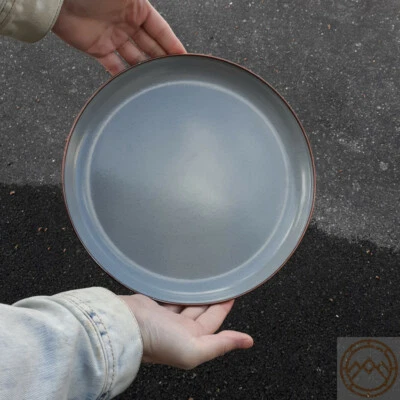 Barebones Living Two Steel/Enamel Plates Raised Edges Vintage-Inspired Design