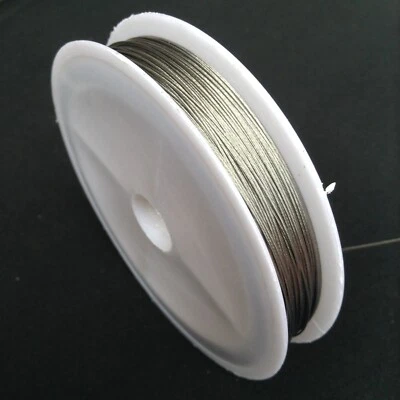 50m Spool Silver Stainless Tiger Tail Beading Wire 0.45mm Making Jewellery Craft - image 1 of 2