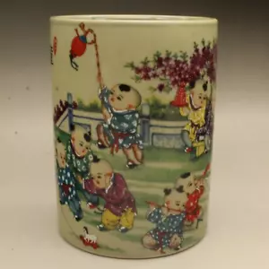 Pennello porcellana rosa famiglia cinese Jingdezhen 13,5 cm pennello pentola calligrafia portapenne - Foto 1 di 10