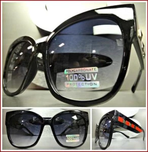 Classy Elegant Funky VINTAGE RETRO Cat Eye Style SUN GLASSES Thick Black Frame - Picture 1 of 8