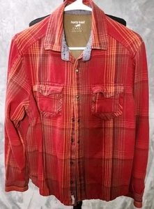 Horny Toad Shirt S Red Stripe Plaid Snap Lined Shacket Boho Grunge Outdoor - Picture 1 of 7