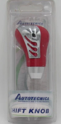 AUTOTECNICA ROJO CUERO/LATERALES CROMADOS PERILLA DE CAMBIO MANUAL NUEVO STOCK ANTIGUO Foto 1 de 3