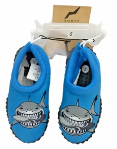 Norty Kleinkind Junge Größe 5 türkis blau Hai Slipper Wasserschuh Socke rutschfest - Bild 1 von 4