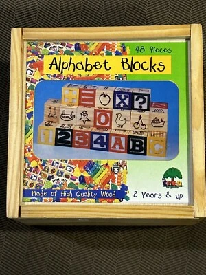 Schylling 48 piece wood alphabet blocks - Image 1 of 3