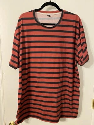 Camiseta de manga corta estampada a rayas rojas cuello redondo para hombre talla 4XL (se adapta a 3XL) Foto 1 de 3