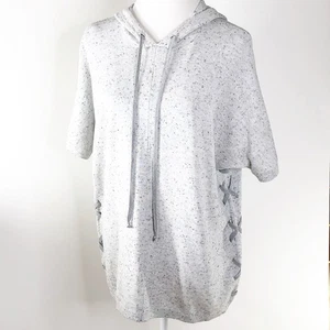 CAbi S In Stitches Gray Speckled Short Sleeve Hooded Pullover Hoodies Style 3473 - Picture 1 of 7