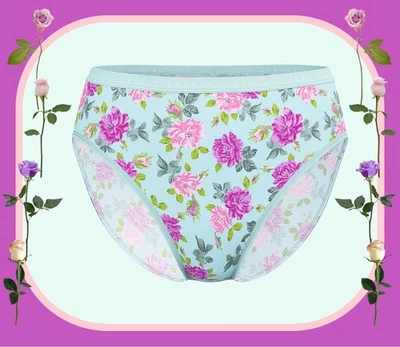 XS M L XL XXL Verde Rosas Algodón Victoria Secret Pierna Alta Cintura Calzoncillo Braguita Foto 1 de 4