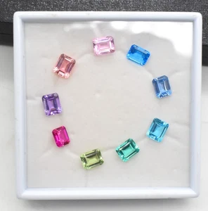 Lab Multi Sapphire Flawless Octagon Emerald Cut Gemstone Lab Corundum Gemstone - Picture 1 of 6