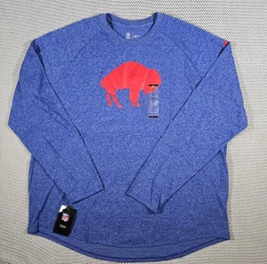Nike NFL Buffalo Bills Men Long Sleeve Shirt Sz XXL Heather Blue Stretch - Picture 1 of 10