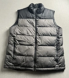 Eddie Bauer Puffer Vest Mens L Gray EB550 Full Zip Logo Pockets Down Fill - Picture 1 of 20
