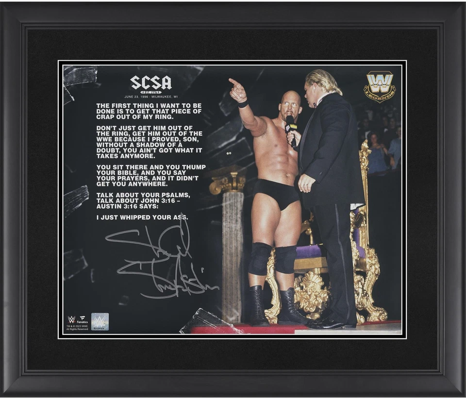 Stone Cold Стив Остин в рамке подписанный 16 x 20 1996 король кольца цитата фото - Изображение 1 из 1