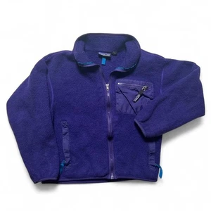 Patagonia Synchilla USA made Fleece Full Zip Cardigan Jacket Purple Kids 8 - Picture 1 of 6