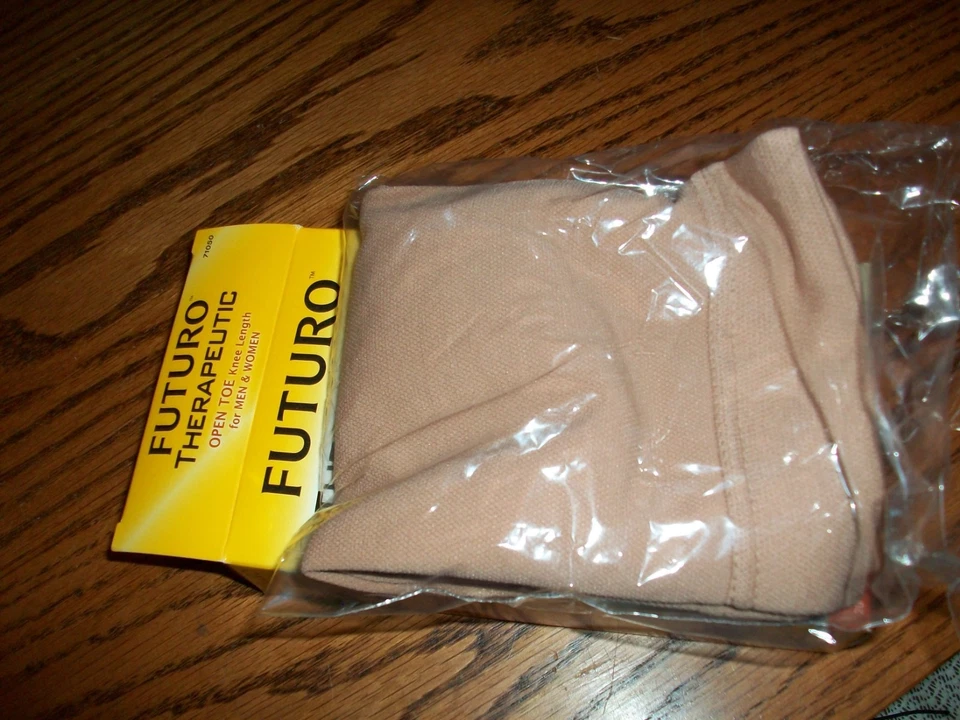 Futuro Therapeutic Open Toe Knee Length Stockings Sz. Large, Beige Firm #71050 - Image 1 of 1