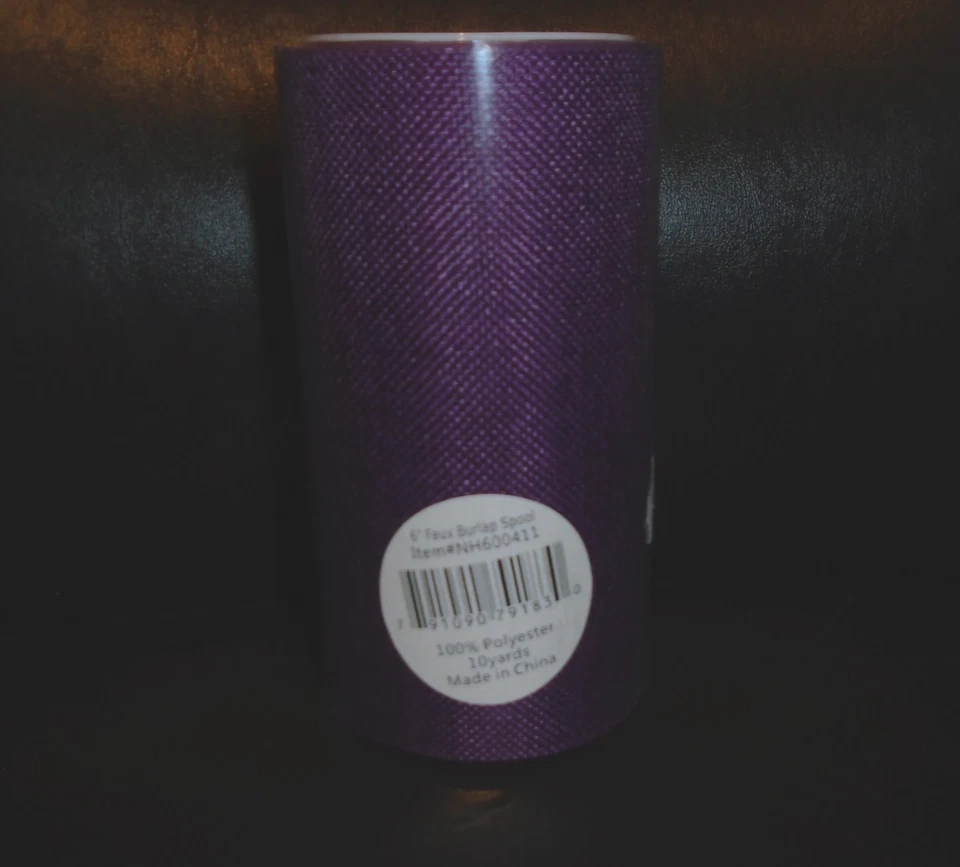 NOS 6" FAUX BURLAP 10 YARD SPOOL RIBBON IN PURPLE FOR CRAFTING - Image 1 of 1