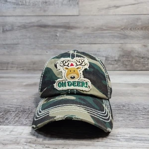 Oh Deer Reindeer Chrismas Hat Cap Adult Mens Adjustable Strapback - Picture 1 of 6