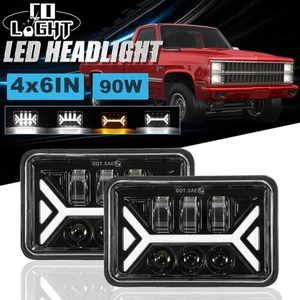 For Chevrolet C10 C20 81-86 Pair 4x6" LED Headlight Hi/Lo Beam DRL Turn Signal - Foto 1 di 18