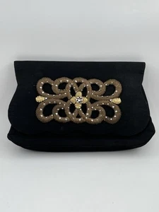 Vintage Rosenfeld Black With Gold Clasp Evening Clutch, Coin Purse And Comb Rare - Picture 1 of 16