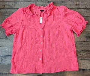 Ladies pINK Talbot's Plus Seersucker Shirt Top Sz 1X New - Picture 1 of 6