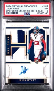 2023 National Treasures JALIN HYATT Gold Rookie Patch Auto RPA Giants /10 PSA 7 - Picture 1 of 3