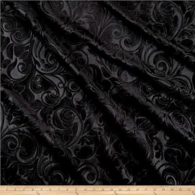 Brocade Scroll Velvet Fabric, Ideal Embossed Material for Upholstery Tablecloths - Image 1 of 4