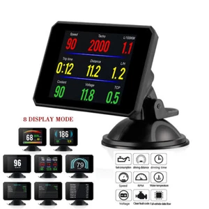 Trip Computer HUD OBD2 Gauge Speed Voltage Meter Fuel Water Temp Universal Car - Picture 1 of 9