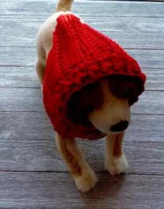 crochet handmade hood hat pet dog cat snood xs small breed red USA seller - Picture 1 of 4