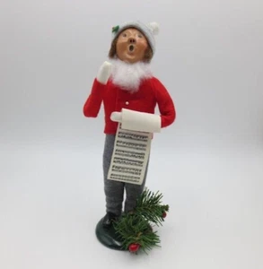 BYERS CHOICE CAROLERS 1988 Boy with Red Jacket & Sheet Music SIGNED - Picture 1 of 8