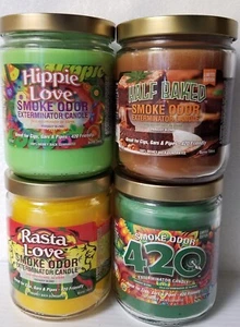 Smoke Odor Exterminator 13 oz Jar Hippie Love, Assortment Set of (4) Candles. - Picture 1 of 5