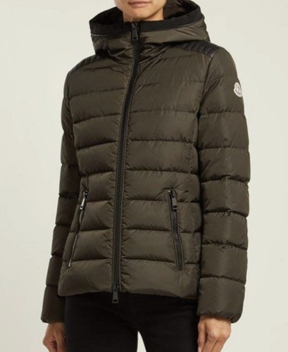 Moncler Tetras giacca tampone sottile con cappuccio nuova con etichette colore oliva taglia 1